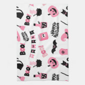 Roze en zwarte Halloween Theedoek (Verticaal)