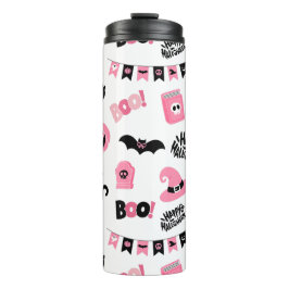 Roze en zwarte Halloween Thermosbeker