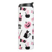Roze en zwarte Halloween Thermosbeker (Gedraaid links)