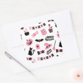 Roze en Zwarte Halloween Vierkante Sticker (Envelop)