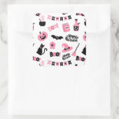 Roze en Zwarte Halloween Vierkante Sticker (Tas)