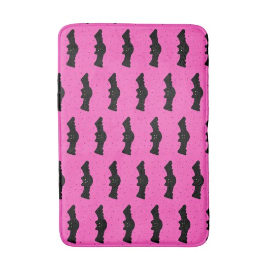 Roze en zwarte halloween vleermuizen badmat (Voorkant Verticaal)