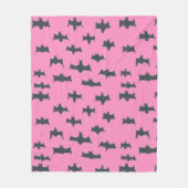 Roze en zwarte halloween vleermuizen fleece deken (Voorkant)