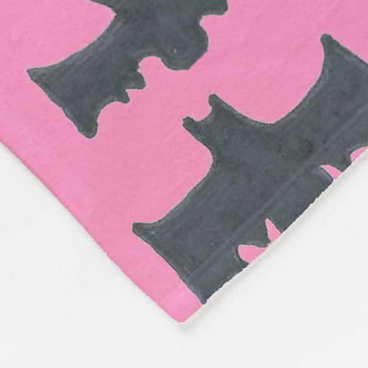 Roze en zwarte halloween vleermuizen fleece deken (Hoek)