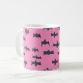 Roze en zwarte halloween vleermuizen koffiemok (Voorkant links)