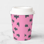 Roze en zwarte halloween vleermuizen papieren bekers (Rechts)
