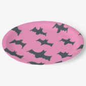 Roze en zwarte halloween vleermuizen papieren bordje (Gekanteld)