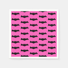 Roze en zwarte halloween vleermuizen servet