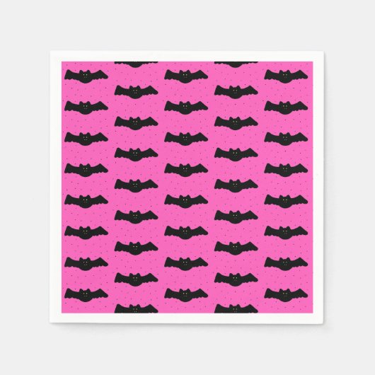 Roze en zwarte halloween vleermuizen servet (Voorkant)