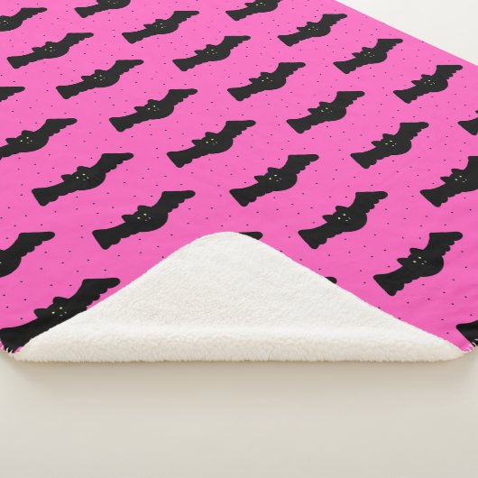 Roze en zwarte halloween vleermuizen sherpa deken (3/4)