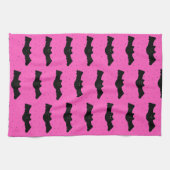 Roze en zwarte halloween vleermuizen theedoek (Horizontaal)