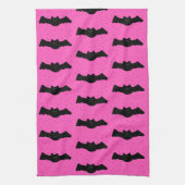 Roze en zwarte halloween vleermuizen theedoek (Verticaal)