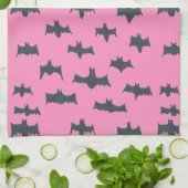 Roze en zwarte halloween vleermuizen theedoek (Gevouwen)