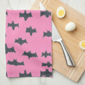 Roze en zwarte halloween vleermuizen theedoek (Quarter Fold)