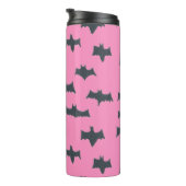 Roze en zwarte halloween vleermuizen thermosbeker (Geroteerd rechts)