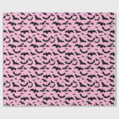 Roze en zwarte halloween vlekken cadeaupapier (Vlak)