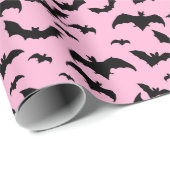 Roze en zwarte halloween vlekken cadeaupapier (Rol Hoek)