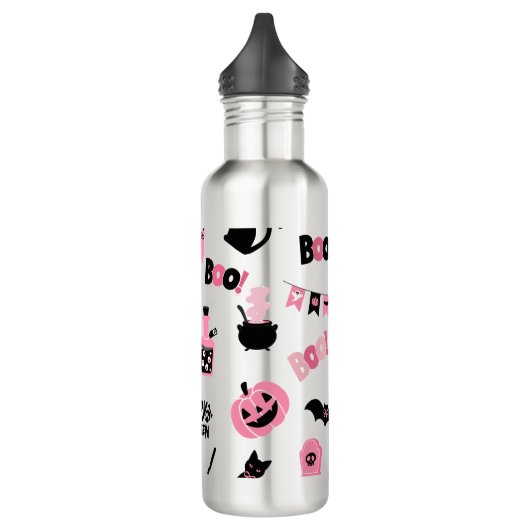 Roze en zwarte Halloween Waterfles (Links)