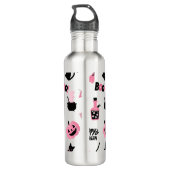 Roze en zwarte Halloween Waterfles (Achterkant)