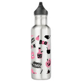 Roze en zwarte Halloween Waterfles (Rechts)