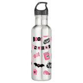 Roze en zwarte Halloween Waterfles (Voorkant)
