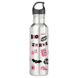 Roze en zwarte Halloween Waterfles