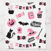 Roze en zwarte Halloween Wijn Etiket (Enkel label)