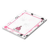 Roze en zwarte handafdrukken Notitieblok leraar (Linkerzijde)