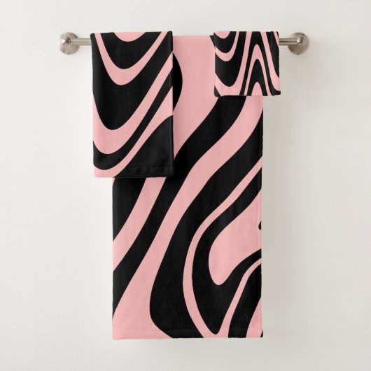 Roze en zwarte handdoekset bad handdoek (Insitu)