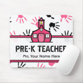 Roze en zwarte handdrukken Pre-K leraar Mousepad Muismat (Met muis)