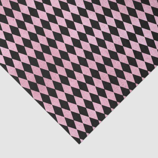 Roze en Zwarte Harlekijn Diamant Tissuepapier (Detail)