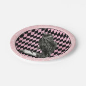 Roze en Zwarte Harlekijn en Raven Papieren Bordje (Gekanteld)