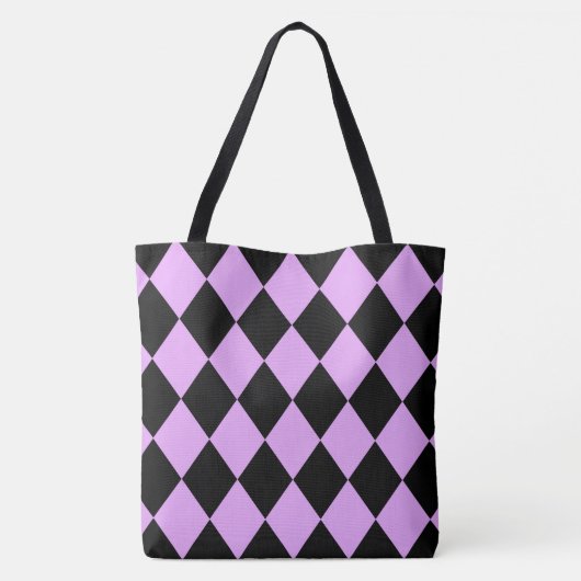 Roze en zwarte Harlequin Tote Bag (Achterkant)