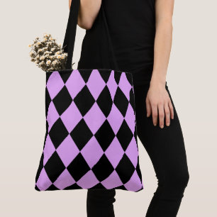 Roze en zwarte Harlequin Tote Bag