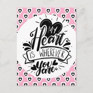 Roze en Zwarte Hart Citaat Valentijnsdag Briefkaart