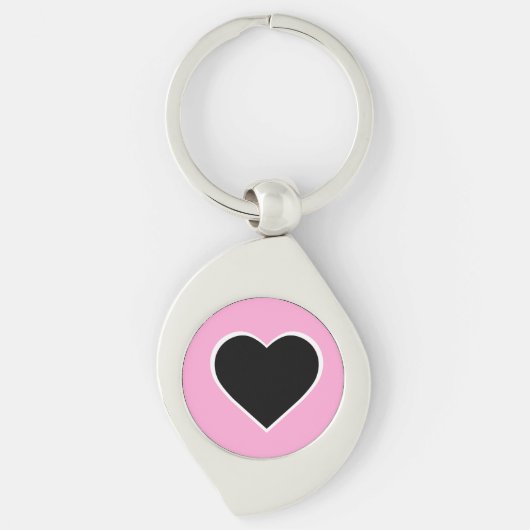 Roze en zwarte hart sleutelhanger. sleutelhanger (Voorkant)