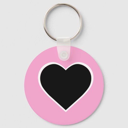 Roze en zwarte hart sleutelhanger. sleutelhanger (Voorkant)