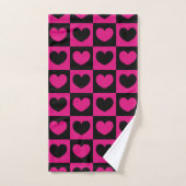 Roze en zwarte harten bad handdoek (Handdoek)