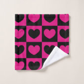 Roze en zwarte harten bad handdoek (Wasdoekje)