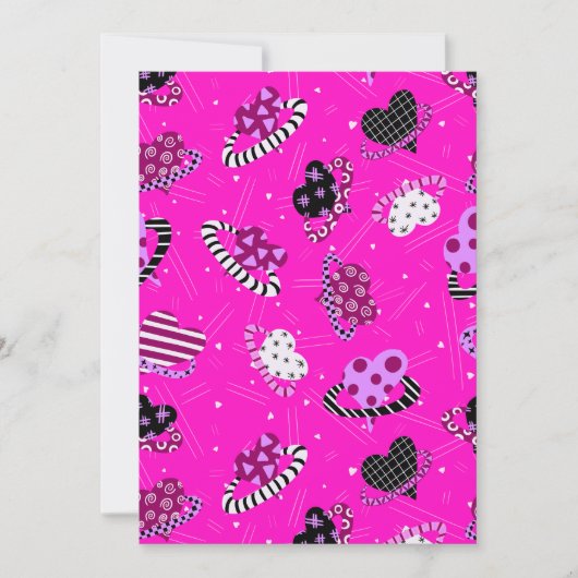 Roze en zwarte harten bedankkaart (Voorkant)