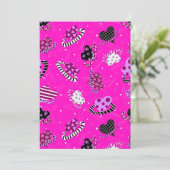 Roze en zwarte harten bedankkaart (Staand voorkant)