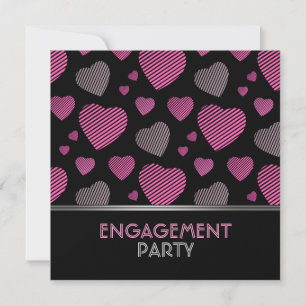Roze en zwarte harten Uitnodiging van de Engagemen