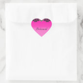 Roze en zwarte  hartslag bruiloft hart sticker (Tas)