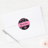 Roze en zwarte hibiscus Bloem Sticker (Envelop)