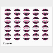 Roze en Zwarte Hibiscus Bloem Sticker (Vel)