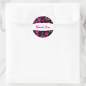 Roze en Zwarte Hibiscus Bloem Sticker (Tas)