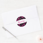 Roze en Zwarte Hibiscus Bloem Sticker (Envelop)