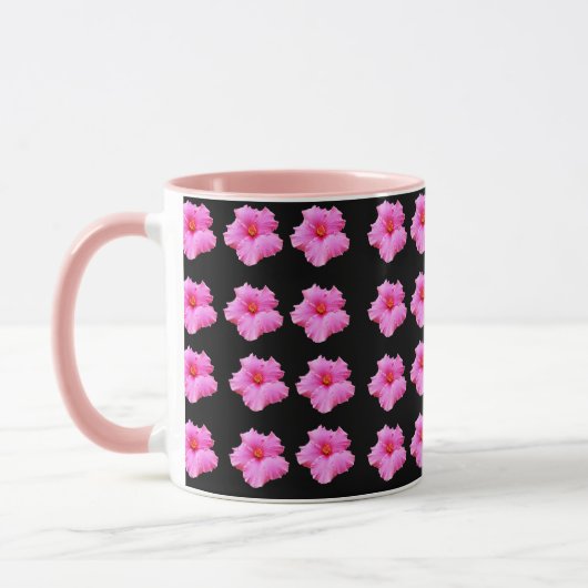 Roze en zwarte hibiscus-ventilator, Mok met combok (Links)