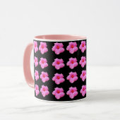 Roze en zwarte hibiscus-ventilator, Mok met combok (Voorkant links)