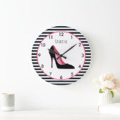 Roze en zwarte hoge hiel-Stiletto-schoen Grote Klok (Huis)